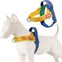 Yellow Step in Dog Harness Medium Sized Dog, Freedom No-Pull Escape Proof Front Clip Dog Harness  Adjustable Reflective Padded Vest with Vertical Handle for Traffic Control, Yellow/Blue, L