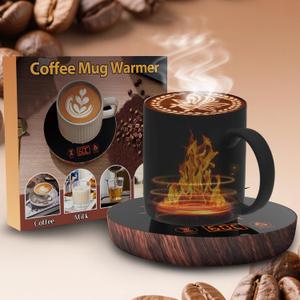 Coffee Warmer for Desk with Auto Shut Off, Coffee Mug Warmer for Desk with Auto Shut Off,2 Adjustable Temperatures & 1-12 Hours Timer(Valentines Day Coffee Gifts)