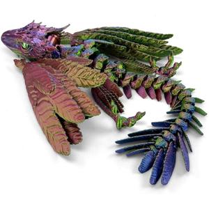 Feathered Wyvern Dragon,3D Printed Dragon, Articulated Dragon with Wings, Fidget Dragon, 3D Printed Toys, Desktop Pet - Indulge in The Enchanting Realm of Dragons (Red Blue Green)