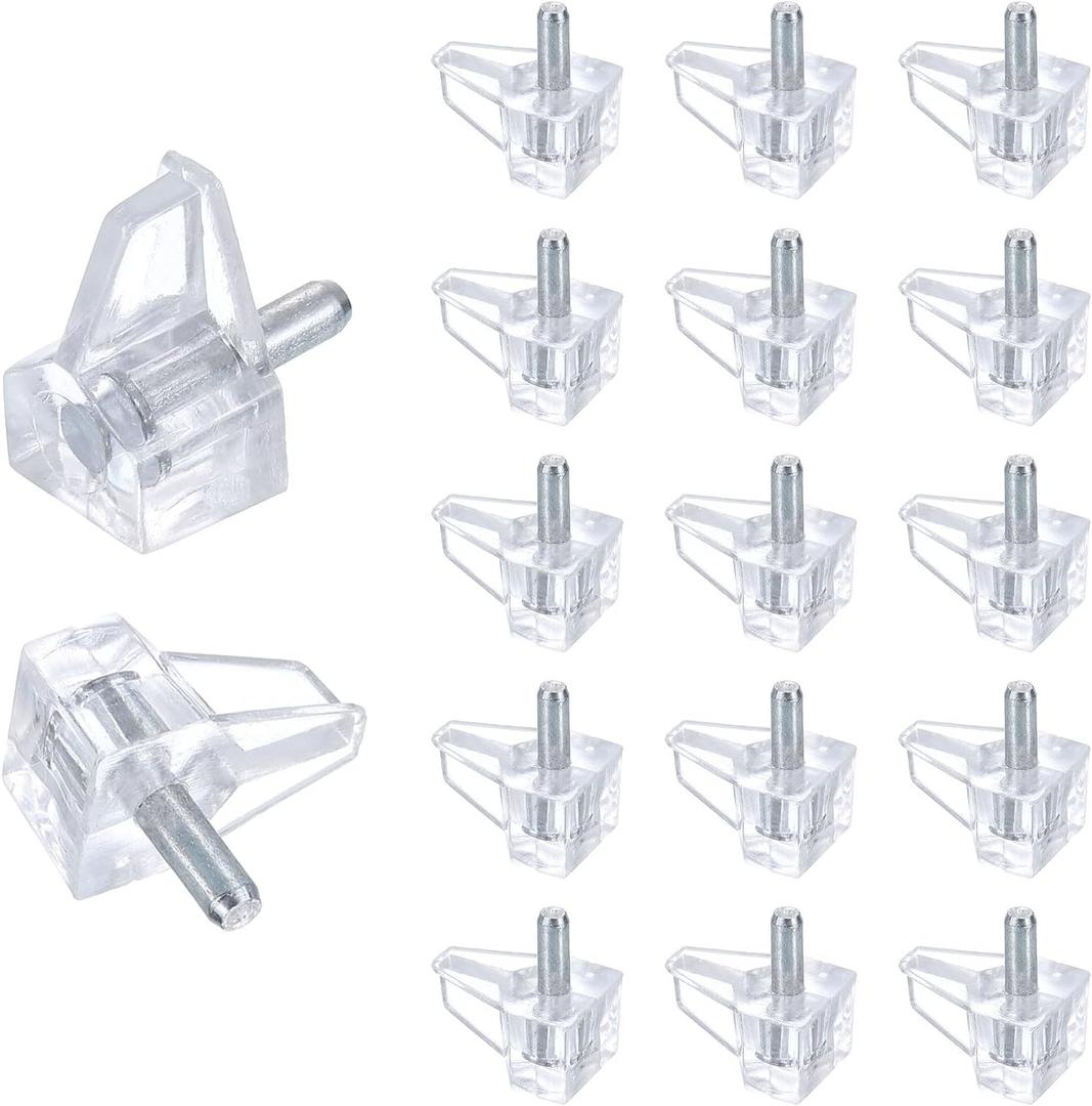 uxcell 90 Pcs Clear Shelf Support Pegs, 3mm Cabinet Shelf Pins, Shelf Clips Holder Bracket for Cabinets Kitchen Furniture Book Shelves Cupboard