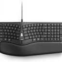 Nulea Ergonomic Split Keyboard, Wired Natural Typing Keyboard with Integrated Palm Rest for Wrist Pain Relief, 2-in-1 Type C&Type A Plug for Mac,Windows,Office & Home,Black