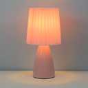 Cute Stylish Small Table Lamp, Pleated Fabric Lampshade, Ceramic Base, Adjustable Light Color and Brightness, Safe USB Powered, Exquisite Energy-saving LED Desk Light for Bedroom Living Room (Pink)