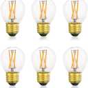 Dimmable E26 Edison Bulb G16.5 A15 LED Bulbs 4W (40W Equivalent) G50 Warm White 2700K AC120V 600lm for Chandeliers, Ceiling Fans, Pendant Lights, Wall sconces, Desk/Table/Floor Lamps 6Pack