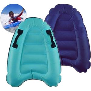 Inflatable Surf Body Board with Handles, Lightweight Swimming Floating Surfboard Aid Mat Learn to Swim, Beach Safety Theme Surfing Swimming Summer Water Fun Toy for Both Kids and Adult (Blue)