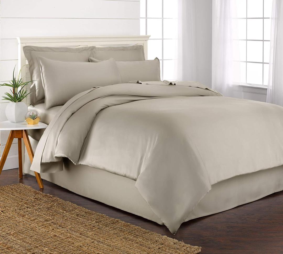 Queen Duvet Cover by Pure Bamboo, 3 Piece Set, Genuine 100% Organic Viscose Derived from Bamboo, Luxuriously Soft and Cooling, 2 Pillowcases (Queen, Sand)