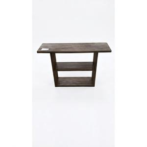 63-inch console table with a U-shaped base, rustic brown wood finish, and 3 tier storage Size 47x15x31