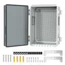 Joinfworld Outdoor Electrical Box, Waterproof Electrical Box WiFi Enclosure 11.8x6.7x5.6 Vented Electric Box Plastic Clear with Mounting Panel Cable Grommet Stainless Steel Dust Screen