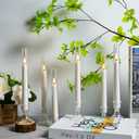 White Flameless Window Candles, Battery Operated Taper Candles, 6 Pcs Christmas LED Candlesticks, Acrylic Christmas Flickering Candlelights with Remote Timer H9.45