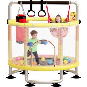 60" Toddler Trampoline for Kids,5FT Kids Trampoline for Toddlers 1-3,Upgrade Adjustable Kids Trampoline Indoor Outdoor,Mini Trampoline for Kids 2-5,500lbs Baby Small Trampoline with Net and Swing