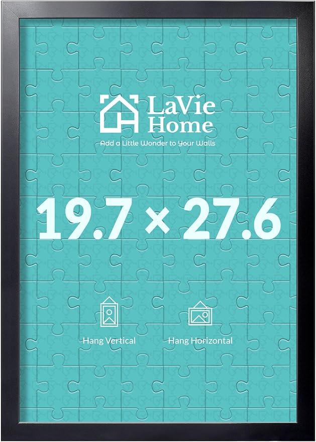 LaVie Home 19.7x27.6 Picture Frame Black, Puzzles Frame for Wall Decoration, Classic Black Minimalist Style Suitable for Decorating Houses, Offices, Hotels, Puzzles Posters Photos or Artwork（1 Pack）