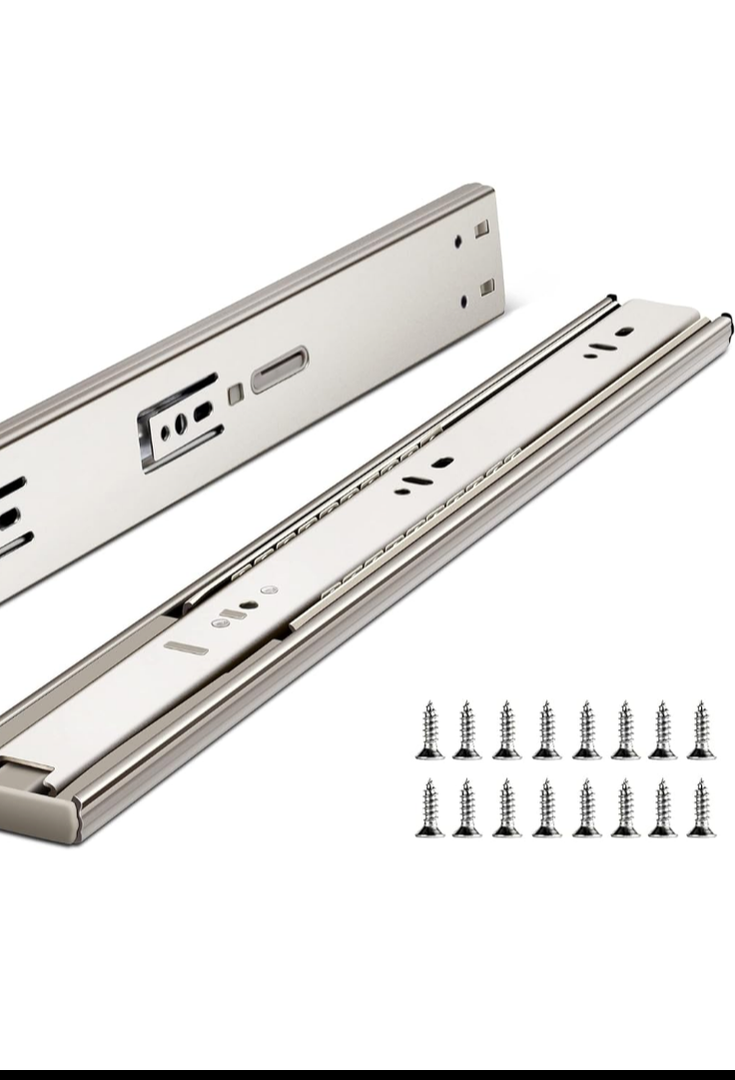 12 Inch Drawer Slides, Plusmart Soft Close Drawer Slide Glides Ball Bearing Full Extension Cabinet Slides, 2 Folds, 150LB, 1 Pairs