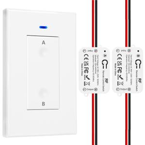 DieseRC AC 110V 120V 220V 240V Wireless Remote Control Light Switch 1500W 1 Channel 433Mhz RF Relay Receiver with 2 Transmitters Keyfob for Lamp Bulb, Easy to Install