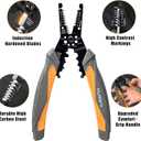 MulWark 3 in 1 Automatic Self Adjusting Wire Stripper/Cutter/Crimper, 8 Inch Multi Pliers For Electrical Wire Stripping, Cable Cutting, Crimping Tool from 8 AWG to 30 AWG