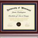 16x20 Diploma Frames 14x18 with Blue Mat - Walnut Wood Finish | Shatter-Resistant Glass | for Wall Mounting | Gift for Graduations & Professional Certificate (1 Pack)