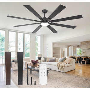 VIVOHOME 72 inch Ceiling Fans with Lights, Flush Mount Large Ceiling Fan with Remote Outdoor Indoor, for Living Room, Bedroom, Patios, 6+1 Speeds Reversible, 3CCT, Dimmable, Timer, Black 