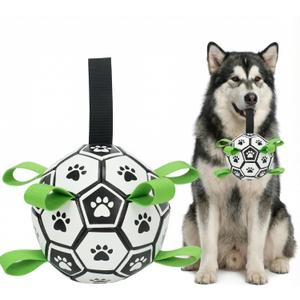 Dog Toys Balls, Dog Soccer Ball with Straps, Dog Birthday Gifts, Durable Balls for Pet, Puppy Outdoor Toy, Pet Training Soccer Ball, World Cup Soccer (7.25 Inch) Large