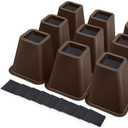 6 Inch Heavy Duty Bed Risers, Furniture Risers for Desk, Chair, Table or Sofa, Couch Lift Risers, Supports up to 2200 lbs per Leg (9 Pack Brown)