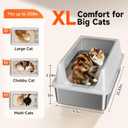 1 Pack XL Stainless Steel Litter Box with High Sides Shield for Multi Cat, Extra Large Tall Wall Open Top Deep Metal Pan for Big Cats, Anti-Leak Non-Stick Odor Control, 2 Scoops Included, Gray