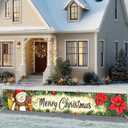 2 x Merry Christmas Banner 118x20 Inch Snowman Poinsettia Holiday Backdrop Festive Decorations for Home and Party Supplies Create a Joyful and Cheerful Holiday Atmosphere with this Wall Sign