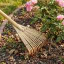 Toddmomy 23" Bamboo Hand Rake for Garden & Landscaping, Lightweight 20-Tine Wooden Rake for Leaves, Debris Gathering & Loosening, Compact Manual Cultivator for Yard, Flower Beds & Zen Garden