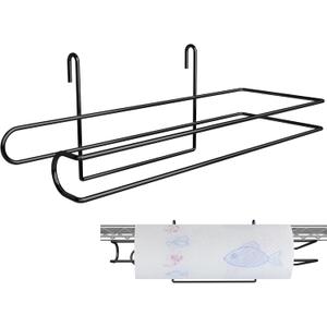 Paper Towel Holder for Wire Shelving 5'' D x 12'' W x 4.5'' H Hanging Paper Towel Holder Wire Shelf Accessories for Camp Dorm Laundry Room Stove Kitchen (Black)