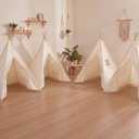 Wilwolfer 4 Pack Teepee Tent for Kids Slumber Party with Lights, Indoor Sleepover Play Tents for Girls, Foldable Toddler Playhouse for Sleepover Parties, White