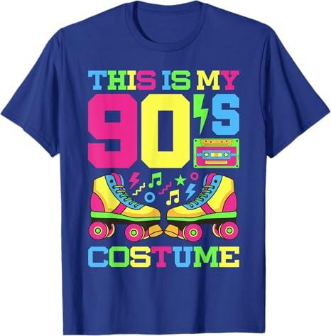 90s Costume 1990s Theme Party Nineties Styles Fashion Outfit T-Shirt (Small, Blue)