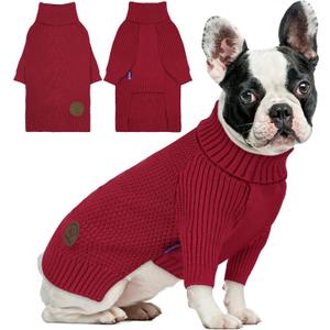 cyeollo Dog Sweater Pullover Turtleneck for Dogs Girl, Classic Knitwear Fall Winter Cold Weather Pet Clothes Warm Pet Apparel Small Medium Large Dog Sweaters, Burgundy M