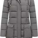 MOERDENG Women's Waterproof Long Winter Coat Thickened Down Alternative Jacket Warm Puffer Jacket Parka (3X-Large, Darkgrey)