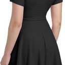 Summer Womens Casual Short Sleeve V Neck Mini Dress 2025 Flowy Swing Loose Dresses for Women (Black, XXL)