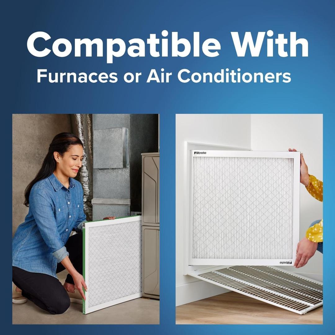 Filtrete 23x23x1 AC Furnace Air Filter, MERV 8, MPR 700, Tough on Pollen, Easy on Airflow, 3-Month Pleated 1-Inch Electrostatic Air Cleaning Filter, 4-Pack (Actual Size 22.69 x 22.69 x 0.81 in)