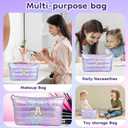 2 x Hiroyuki Iridescent Makeup Bag, 14 inches Cosmetic Bag, Large Capacity Travel Pouch (Skin, pink)