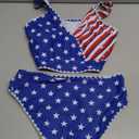KANGKANG Girls Swimsuit Bikini Set Solid Color V-Neck Two Piece Bathing Suit with Chest Pad Adjustable Straps Swimwear Size: 13-14 Years