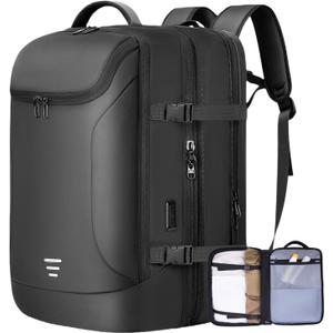 Travel Backpack for Men 50L Expandable Flight Approved Carry on Backpacks Luggage for Travel Water Resistant 17.3 inch Laptop Backpack with USB Charging Port (Black)