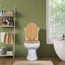 Elongated Bamboo Toilet Seat with Zinc Alloy Hinges, Easy to Install also Easy to Clean, Natural Bamboo, Light, 18.5-inch