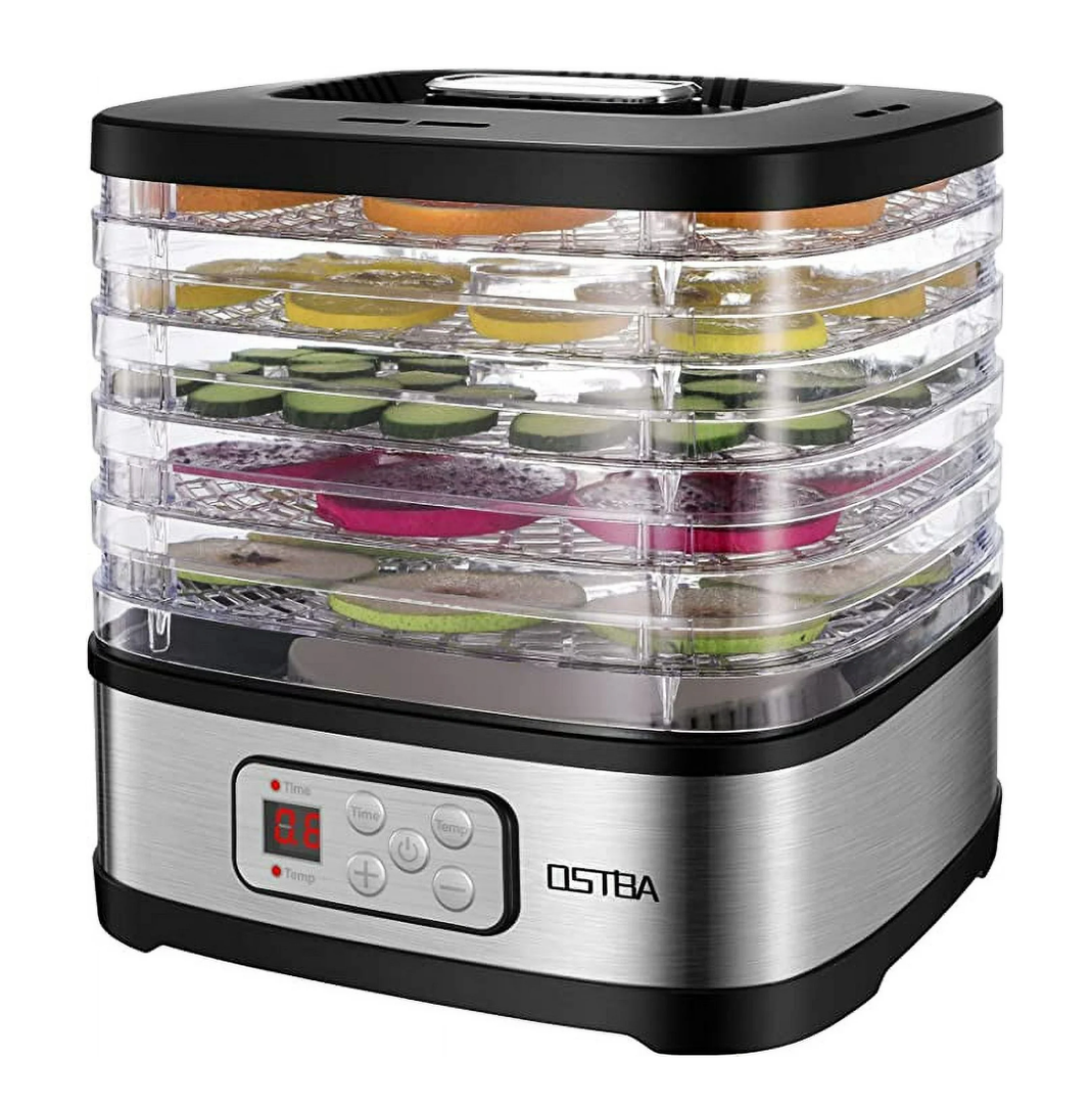 OSTBA Food Dehydrator Machine Adjustable Temperature & 72H Timer, 5-Tray Dehydrators for Food and Jerky, Fruit, Dog Treats, Herbs, Snacks, LED Display, 240W Electric Food Dryer, Recipe Book
