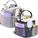 EUDELE 2 Pack Mesh Shower Caddy Portable for College Dorm Room Essentials, Shower Caddy Dorm with 8-Pocket Large Capacity,Shower Bag for Beach,Swimming,Gym All Black+All Grey