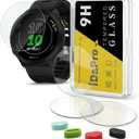 [4+4 Pack] Screen Protector for Garmin Forerunner 55 45 45S smartwatch with Silicone Anti-dust Plugs, 9H Tempered Glass Protection Kit in Reusable Storage Case, Anti-Scratch,Bubble-Free,Easy Installation