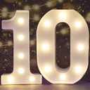 10th Birthday Decoration Light Up Letters, Battery Powered LED Numbers Marquee Number Sign for 10th Party Home Decor Night Light