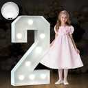 imprsv 3FT Light Up Marquee Numbers for Party, Big Numbers for 12th 20th 21st Birthday Party Decorations, Anniversary Decor, Large Cardboard (Number 2, 3FT White)