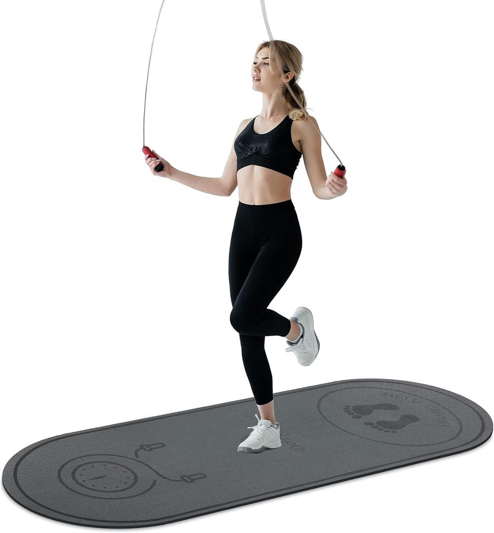 Jump Rope Mat 71"/63"x24" Larger Non-Slip Indoor Outdoor Exercise Fitness Mat, High-Density Workout Shock Absorption for Home Gym Flooring Concrete Jumping Rope Jump Rope Mat 71"/63"x24" Larger Non-Slip Indoor Outdoor Exercise Fitness Mat, High-Density Workout Shock Absorption for Home Gym Flooring Concrete Jumping Rope