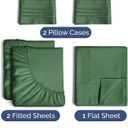 Split King Size 5 Piece Sheet Set - Comfy Breathable & Cooling Sheets - Hotel Luxury Bed Sheets for Women & Men - Deep Pockets, Easy-Fit, Soft & Wrinkle Free Sheets - Emerald Green Oeko-Tex Bed Sheets