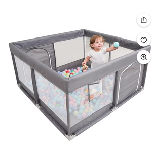 PandaEar Large Playpen for Toddlers, Sturdy Baby Play Yards with Soft Breathable Mesh, Indoor & Outdoor Kids Activity for Infant Safety (50"×50")-Grey