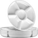 Plasticpro 6 Sectional Round Plastic Serving Tray/Platter (2, White)