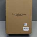 Over The Door Organizer, Metal Door Organizer Hanging with 5 Adjustable Baskets and Coat Hook, Behind The Door Storage for Bedroom Closet Bathroom Pantry Cabinet Kitchen, White