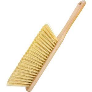 Wooden Dust Brush, 14 Inch Bench Brush Horse Hair Brush Hand Broom Counter Duster, Soft Bristle Dust Brush Whisk Broom Upholstery Cleaning Tool for Car Home Workshop (Yellow)