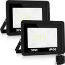 30W LED Flood Light Outdoor, LED Work Light,Floodlight Fixture with Plug in IP66 Waterproof, 6500K 2 Pack Security Light for Yard Garden Stadium Garage Playground
