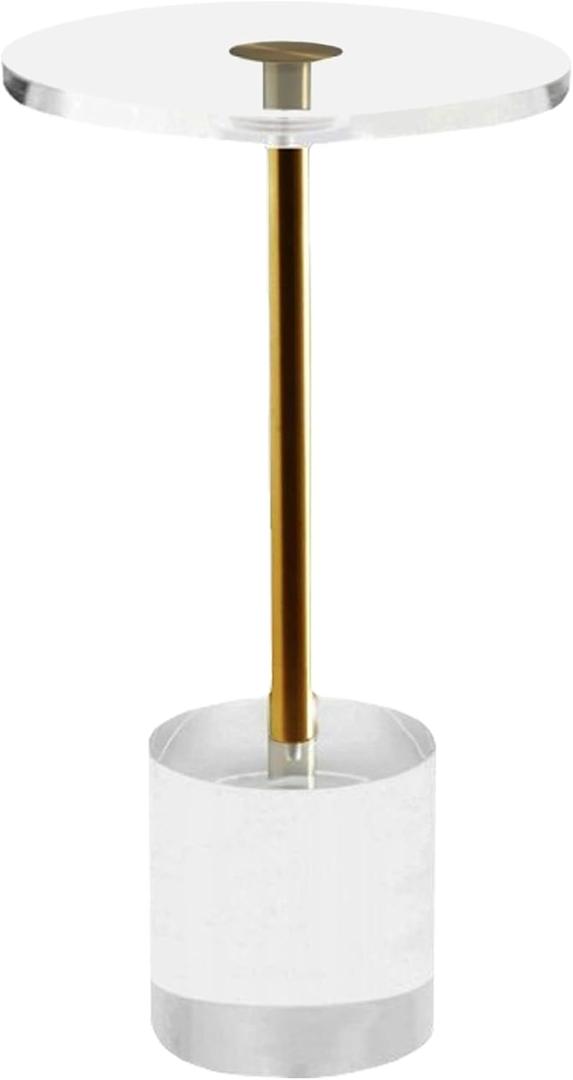 Clear Acrylic End Table, Round Side Table with Cylinder Base, Modern Acrylic Coffee Drink Table for Living Room Bedroom, Easy Assembly