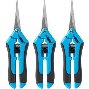 VIVOHOME Gardening Hand Pruner with Straight Stainless Steel Blades Non-stick Pruning Shear Bonsai Cutter Blue for Potting (Pack of 3)
