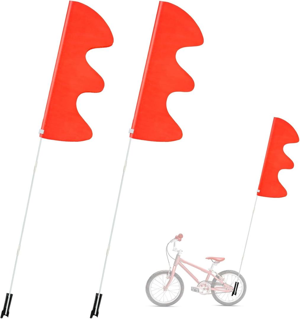 DLUGOPIS 2 Pcs Pink Bike Flag With 6 ft Pole for Safety, Go Kart, Bicycle, Recumbent Bike Mount, Adjustable Waterproof Mobility Scooter, Kayak Warning (Orange)